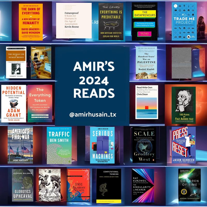 Collage of the covers of the books Amir Husain read in 2024