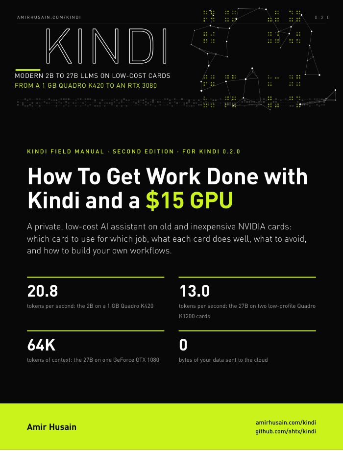 Cover of How To Get Work Done with Kindi and a $15 GPU, second edition for Kindi 0.2.0
