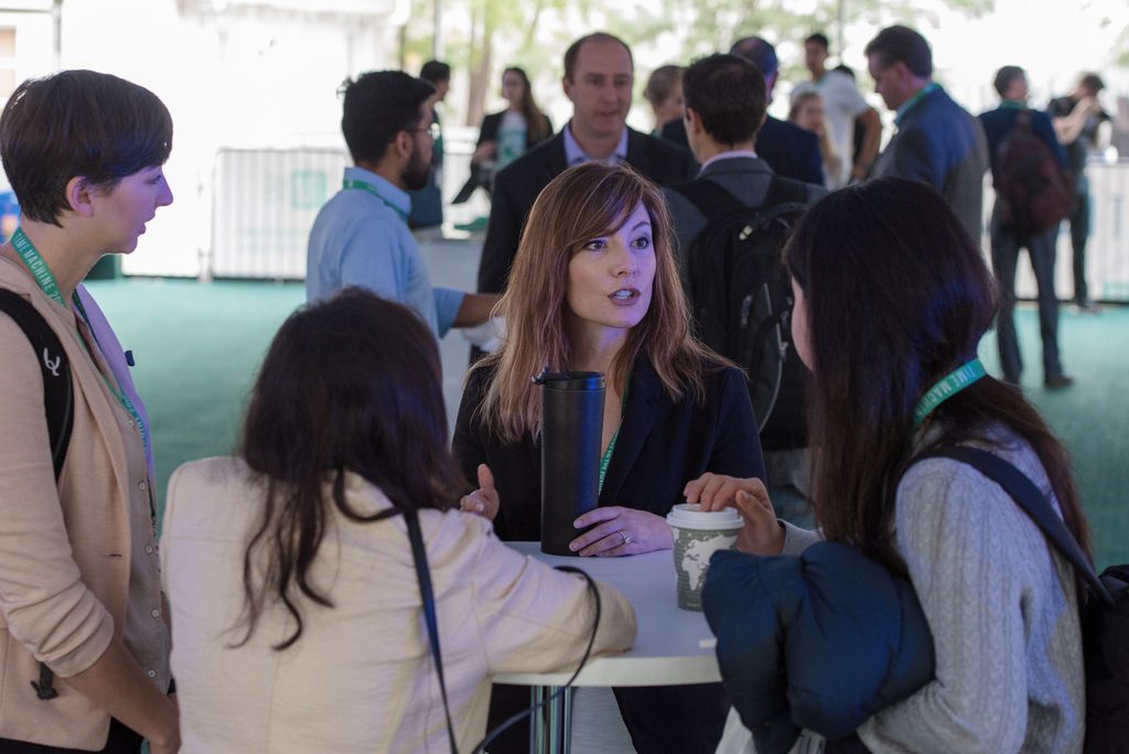 Lainey Corliss of The University of Texas at Austin interacting with participants during the networking sessions on the sidelines of Time Machine 2018.
